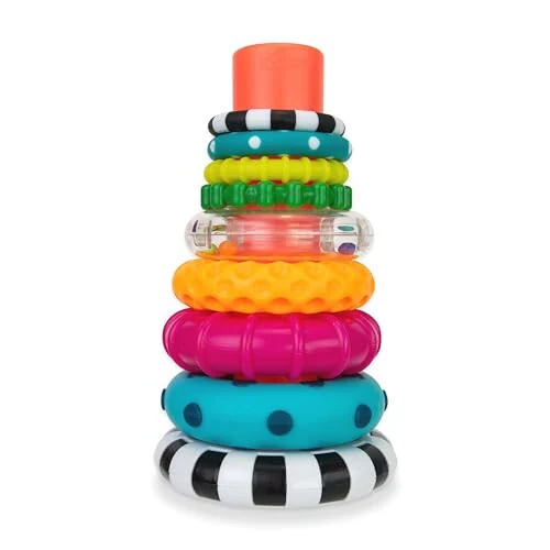 Игрушка для обучения STEM Sassy Stacks of Circles Stacking Ring, от 6 месяцев, разноцветная, набор из 9 штук - Sassy