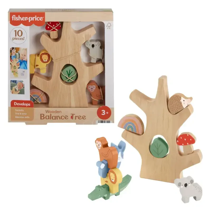 Игрушка для развития малыша Fisher-Price Wooden Balance Tree Stacking Activity Toy, 10 деталей - 1