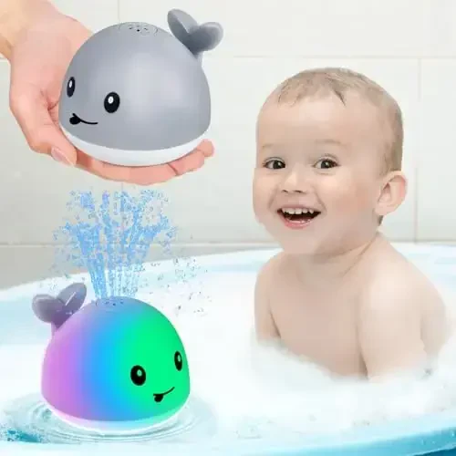 Игрушка для ванны Gigilli Baby Whale, USB-заряжаемая фонтанная игрушка для ванны 6-12 12-18 месяцев, светящаяся игрушка для ванны с распылителем, игрушки для ванны с распылением воды для малышей 1-3 2-4 младенцев, детские игрушки для душа 2 3 4 5 - GIGILLI