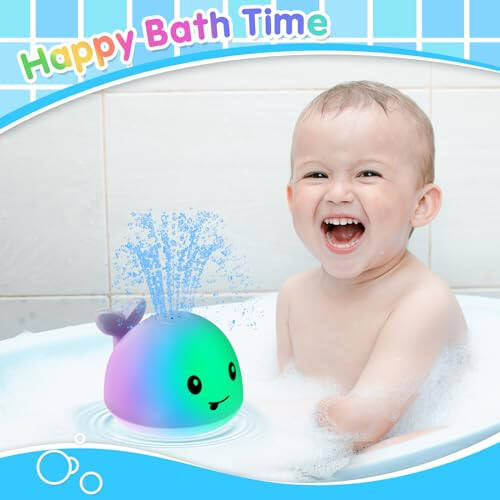 Игрушка для ванны Gigilli Baby Whale, USB-заряжаемая фонтанная игрушка для ванны 6-12 12-18 месяцев, светящаяся игрушка для ванны с распылителем, игрушки для ванны с распылением воды для малышей 1-3 2-4 младенцев, детские игрушки для душа 2 3 4 5 - 12