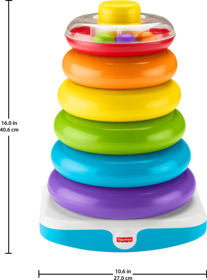 Игрушка-стекатель Fisher-Price Giant Rock-a-Stack для младенцев и малышей, высотой более 14 дюймов, для детей от 12 месяцев - 11