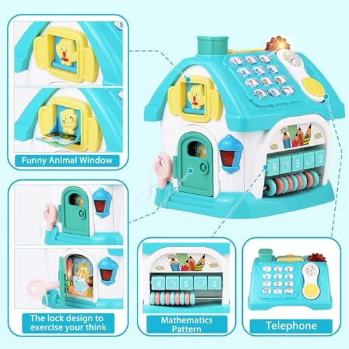 Игрушки Aitbay для мальчиков старше 1 года: Детские музыкальные игрушки 12-18 месяцев 8 в 1 Многофункциональный дом - Образовательные развивающие игрушки для малышей в возрасте от 1 до 3 лет - Подарки на первый день рождения мальчикам и девочкам - 3