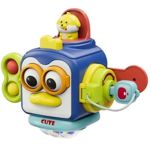 Игрушки OSIMILY Montessori для детей 1 года, Сенсорные игрушки для малышей 1-3 лет, Кубик для путешествий, Подарки для детей 12-18 месяцев, Игрушки для обучения моторным навыкам (Синий) - 2