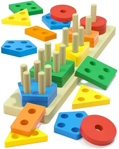Игрушки Zartores Montessori для мальчиков и девочек 1 2 3 лет, деревянные сенсорные игрушки для детей в возрасте 2-4 0-2 лет, подарки на день рождения мальчику и девочке 1 2 лет, развивающие головоломки для малышей - 1