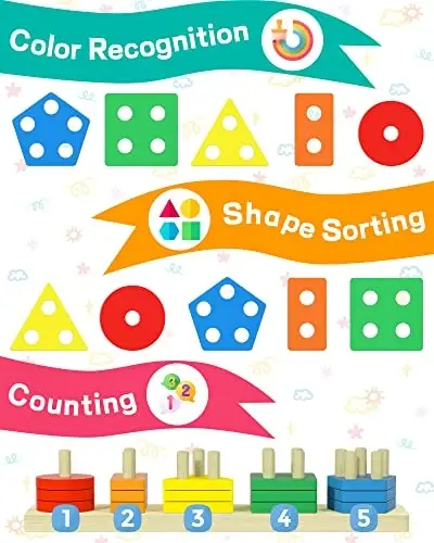 Игрушки Zartores Montessori для мальчиков и девочек 1 2 3 лет, деревянные сенсорные игрушки для детей в возрасте 2-4 0-2 лет, подарки на день рождения мальчику и девочке 1 2 лет, развивающие головоломки для малышей - 2