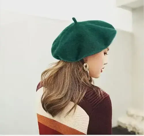 IHAUIUE Solid Color Berets Hat Wool Classic French Hats Simple Warm Painters Caps for Women, Ladies, Girls - 2