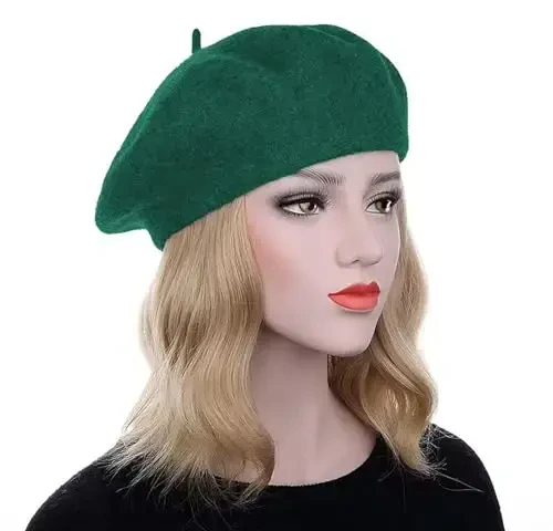 IHAUIUE Solid Color Berets Hat Wool Classic French Hats Simple Warm Painters Caps for Women, Ladies, Girls - 4