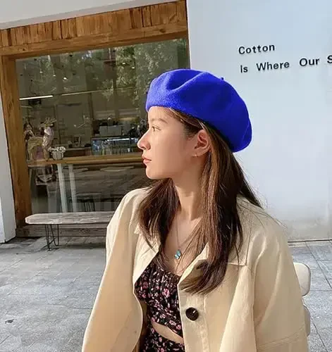 IHAUIUE Qattiq Rangli Beret Shlyapa Jun Klassik Frantsuz Shlyapalari Ayollar, Xonimlar, Qizlar uchun Oddiy Issiq Rassomlar Kepkalari - 4