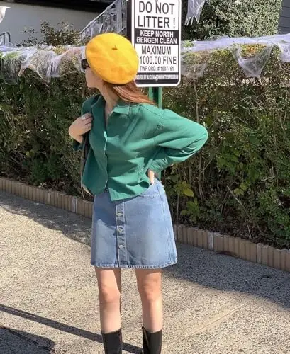 IHAUIUE Solid Color Berets Hat Jun Klassik Fransuz Shlyapalari Ayollar, Xonimlar, Qizlar uchun Oddiy Iliq Rassomlar Qalpog'i - 5