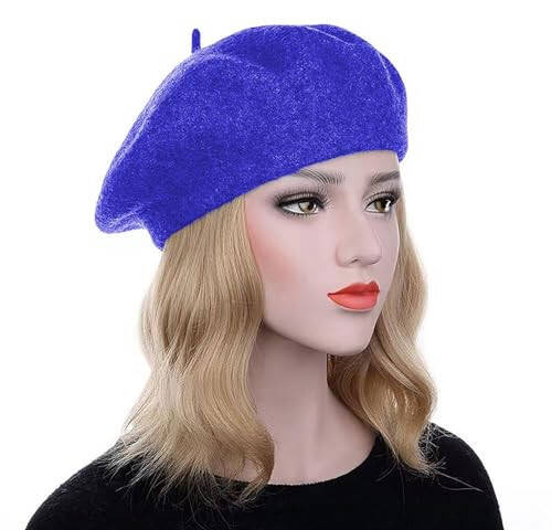 IHAUIUE Solid Color Berets Hat Wool Classic French Hats Simple Warm Painters Caps for Women, Ladies, Girls - 4