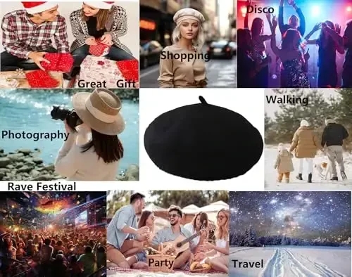 IHAUIUE Solid Color Berets Hat Wool Classic French Hats Simple Warm Painters Caps for Women, Ladies, Girls - 5