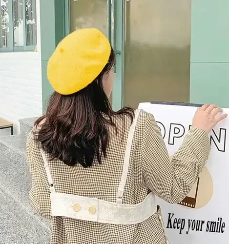 IHAUIUE Solid Color Berets Hat Wool Classic French Hats Simple Warm Painters Caps for Women, Ladies, Girls - 4