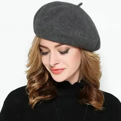 IHAUIUE Solid Color Berets Hat Wool Classic French Hats Simple Warm Painters Caps for Women, Ladies, Girls - 4