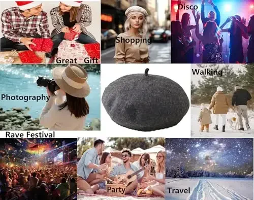 IHAUIUE Solid Color Berets Hat Wool Classic French Hats Simple Warm Painters Caps for Women, Ladies, Girls - 7