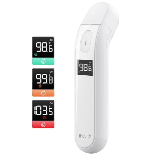 iHealth Digital Thermometer for Adults and Kids - Infrared Forehead Thermometer with Color Fever Indicator - Touchless, Fast, Accurate Results in 1 Second - Silent Mode, Easy-to-use for Home - PT2L - 1