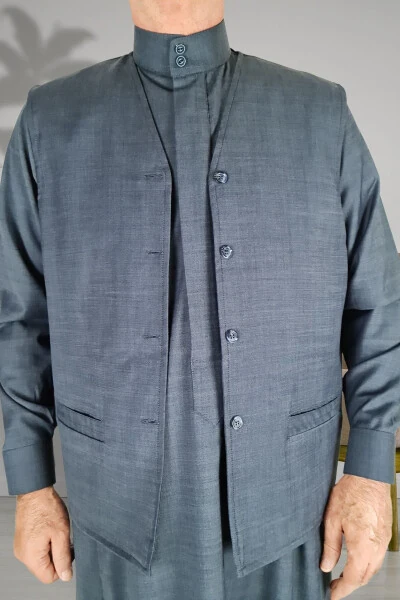 Ihram Clothing / 2-Piece Prayer Vest Set / Concealed Front Buttons and Long-Sleeved Buttoned Pocket - 6