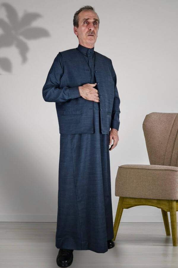 Ihram Clothing / 2-Piece Prayer Vest Set / Concealed Front Buttons and Long-Sleeved Buttoned Pocket - 3