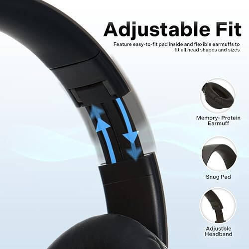 iJoy Bluetooth Headphones Over Ear, Wireless and Wired Foldable Headset Built-in Microphone - (Stealth) Adults Kids Men Women - Audifonos Auriculares Inalambricos - 3