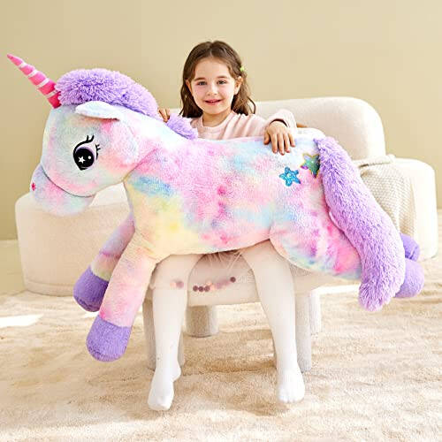 IKASA Giant Unicorn Stuffed Animal Plush Toy, Large Cute Jumbo Soft Toys, Huge Big Size Plushy Fluffy Fat Oversized Plushie, Gifts for Kids Girls Boys Girlfriend (Multicolored, 43 inches) - 8