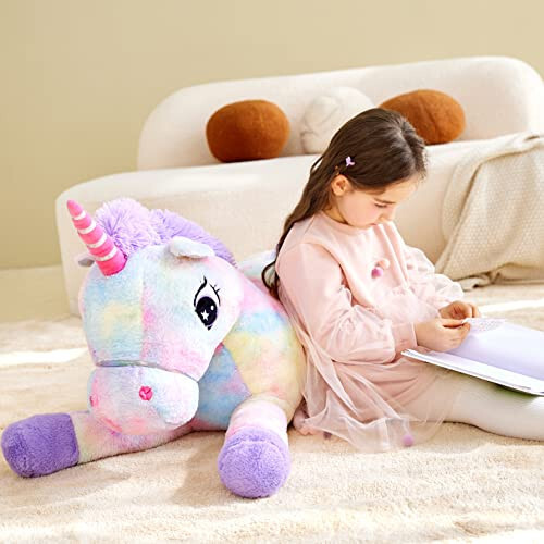 IKASA Giant Unicorn Stuffed Animal Plush Toy, Large Cute Jumbo Soft Toys, Huge Big Size Plushy Fluffy Fat Oversized Plushie, Gifts for Kids Girls Boys Girlfriend (Multicolored, 43 inches) - 12