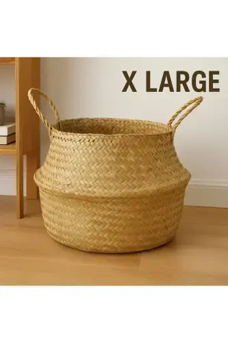 Ikeanatural Large Boy Katlanabilir Hasır Sepet / Saksılık 35x32cm-naturel - CHERRY COLLECTION (1)