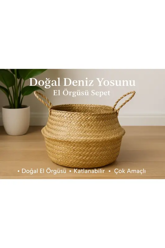 Ikeanatural Large Boy Katlanabilir Hasır Sepet / Saksılık 35x32cm-naturel - 1