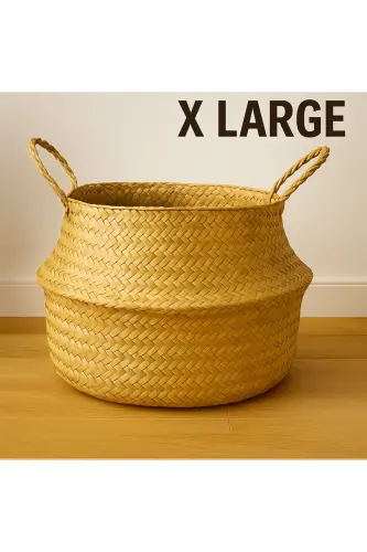 Ikeanatural Kattadigan Katta Hasir Savat / Guldon 35x32sm 
