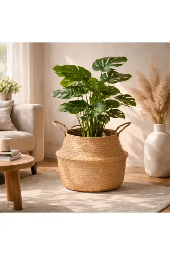 Ikeanatural Large Foldable Wicker Basket / Planter 35x32cm - 7