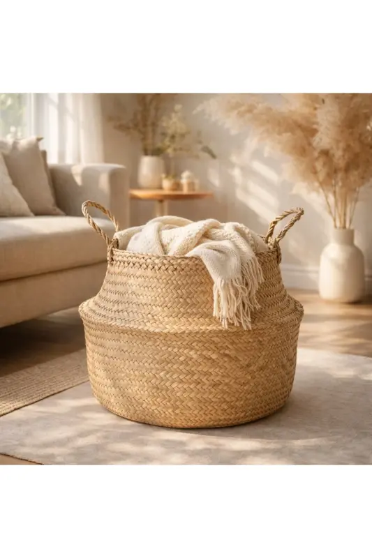 Ikeanatural Large Foldable Wicker Basket / Planter 35x32cm - 8