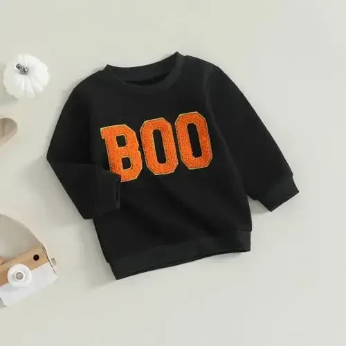 Twopumpkin Toddler Halloween Shrit Baby Girl Outfit Crewneck Sweatshirt Long Sleeve Shirts Holiday Clothes - 6