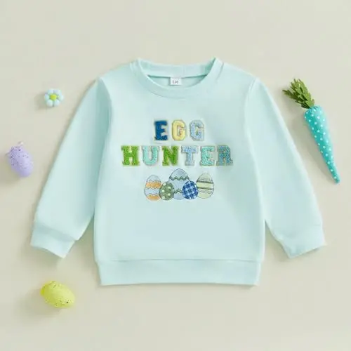 Twopumpkin Toddler Easter Shrit Baby Girl Outfit Crewneck Bunny Sweatshirt Long Sleeve Shirts Holiday Clothes - 6