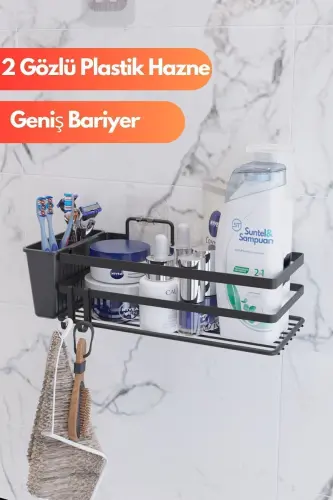 2 Gözlü Yapışkanlı Banyo Organizer - Şampuanlık - 2
