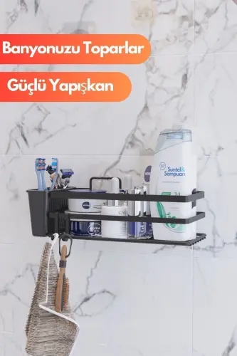 2 Gözlü Yapışkanlı Banyo Organizer - Şampuanlık - 3