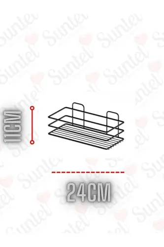 2 Gözlü Yapışkanlı Banyo Organizer - Şampuanlık - SİYAH - 8