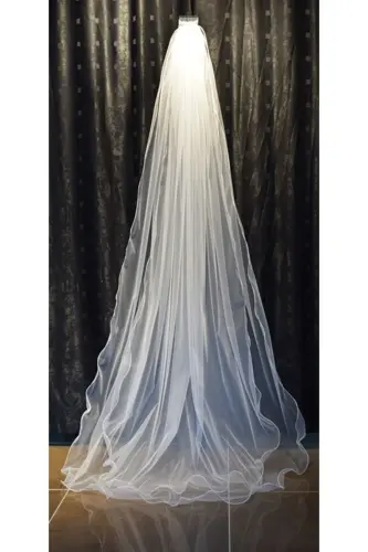 Iki Katlı Uzun Gelinlik Duvağı Ve Nikah Duvağı Taraklı 230 Cm 1.kalite Ipek Hayal Tül - 7