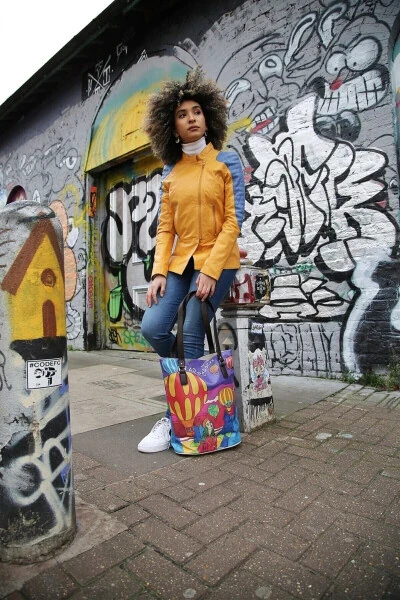 Ikigai Dubai Baskılı Kadın Hakiki Deri Ceket - 3