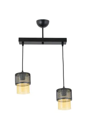 Ikili Bal Cam Kafes Model Modern Sarkıt Avize-SİYOH_1 