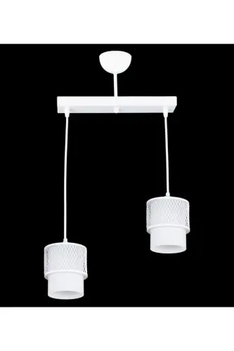 Ikili Beyaz Cam Kafes Model Modern Sarkıt Avize-BEYAZ_1 