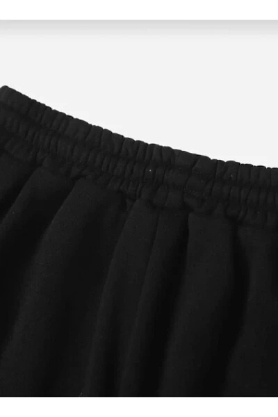 İkili Fırsat Eşofman Seti Paça Lastik Rahat Giyim Jogger Unisex-SİYAH - 5