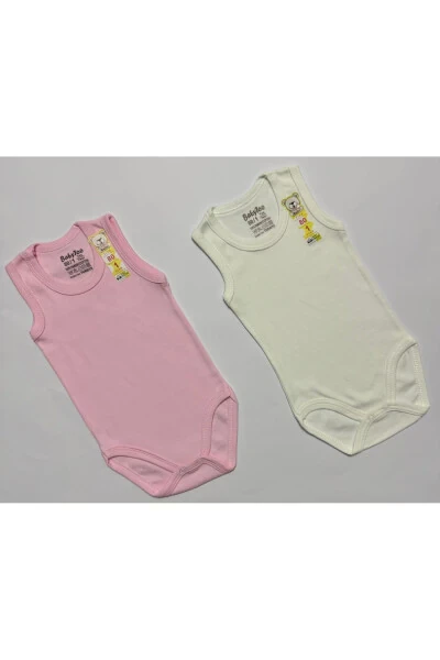 İkili Kız Body Pembe Ve Krem Renkli Zıbın Çıtçıtlı ( 1 Adet Çorap Hediyeli ) - Modazone