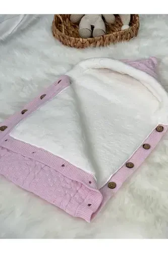 İKİLİ SAÇ ÖRGÜLÜ TRİKO WELLSOFT BEBEK KUNDAK-PEMBE - LİTTLELAND (1)