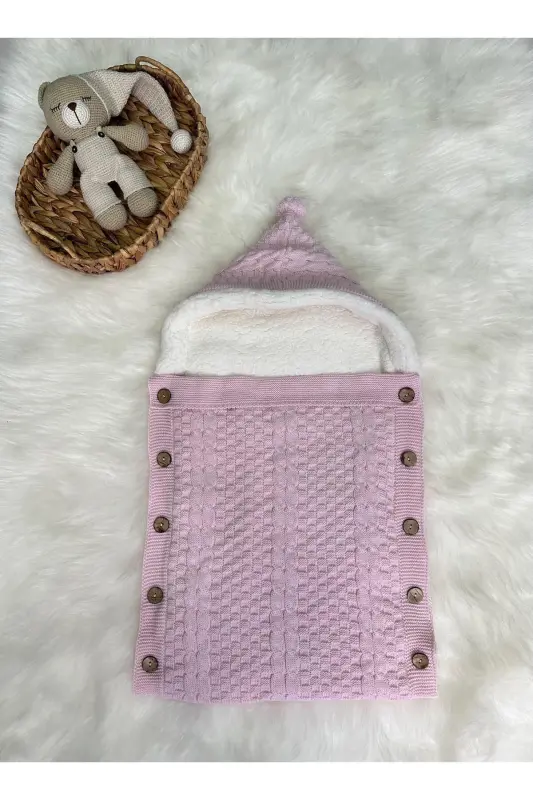 İKİLİ SAÇ ÖRGÜLÜ TRİKO WELLSOFT BEBEK KUNDAK - PEMBE - 4