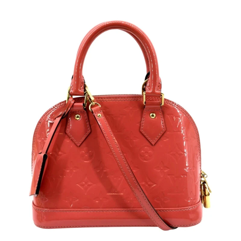 Pre-Owned LOUIS VUITTON Alma BB Monogram Vernis Satchel Shoulder Bag Red - Modazone