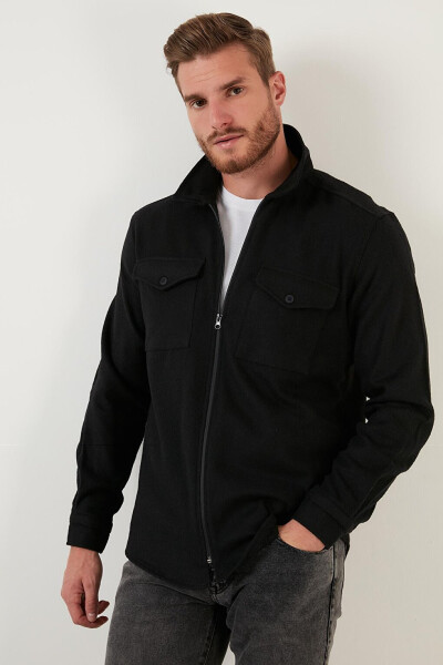 Ikki Cho'ntakli Fermuarli Slim Fit Qishki Flanel Ko'ylak CF21W112925 - 27