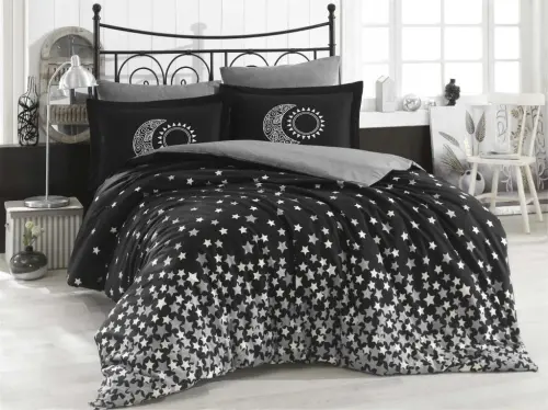 Ikki kishilik poplin matoli Hobby yostiqcha Stars Black - 1