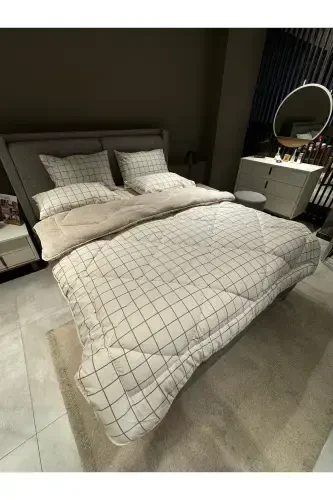 Ikki kishilik Welsoft pufidi uyqu to'plami (Elastik choyshab bilan) Krem kvadrat - 5