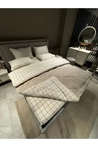 Ikki kishilik Welsoft pufidi uyqu to'plami (Elastik choyshab bilan) Krem kvadrat - 6