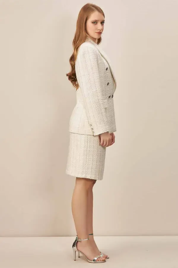 Ikki qavatli ekru rangli blazer - 3