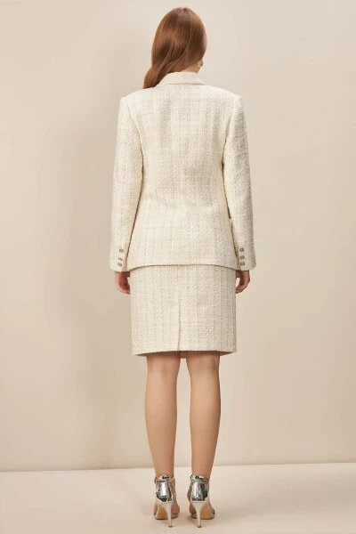 Ikki qavatli ekru rangli blazer - 4