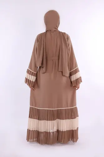 Ikki rangli kamarli, burmali abaya 7454 Vizone - BYM FASHION (1)